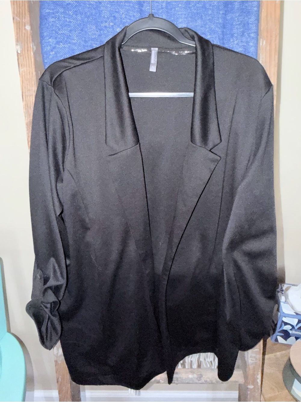 Massini Black Open-Front Blazer Jacket